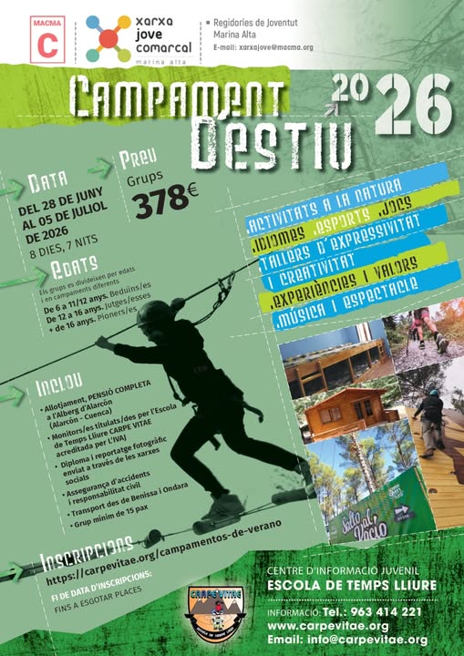 La Xarxa Jove Comarcal lanza el Campamento de Verano 2026 con actividades en la naturaleza para jóvenes de la comarca