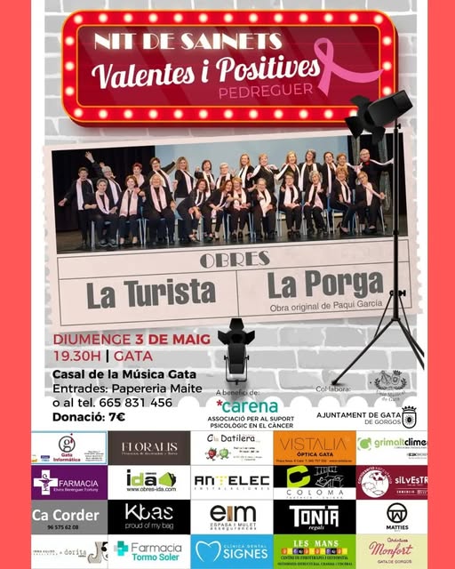 El grupo Valentes i Positives llevan a Gata una ‘Nit de Sainets’ solidaria a beneficio de Carena