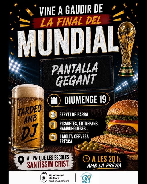 Gata de Gorgos vivirá la final del Mundial 2026 en pantalla gigante de la mano de la Comissió de Festes 2027