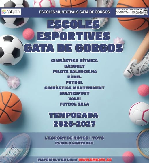 Gata abre el periodo extraordinario de matrícula para las Escuelas Deportivas Municipales 2026/2027