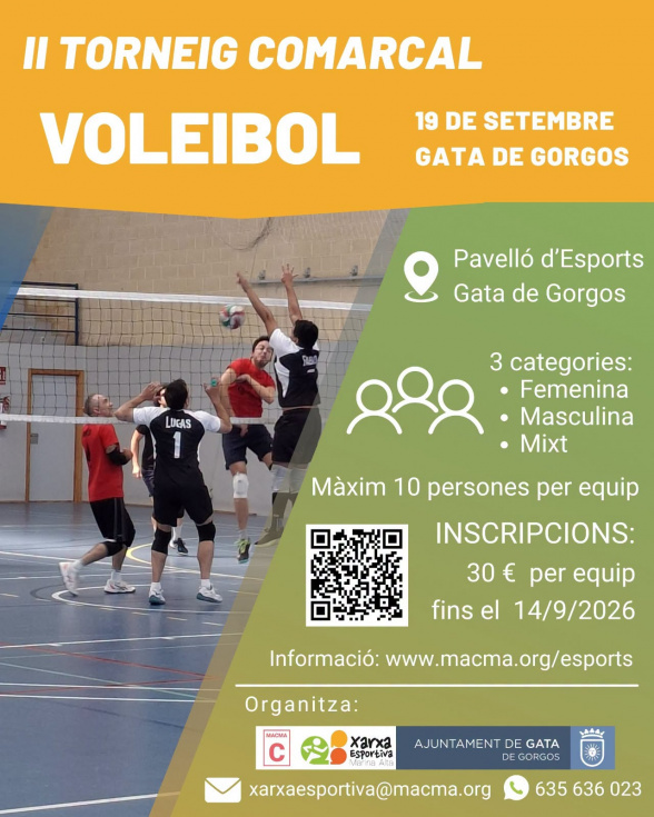 Gata de Gorgos acogerá el II Torneo Comarcal de Voleibol Marina Alta el 19 de septiembre